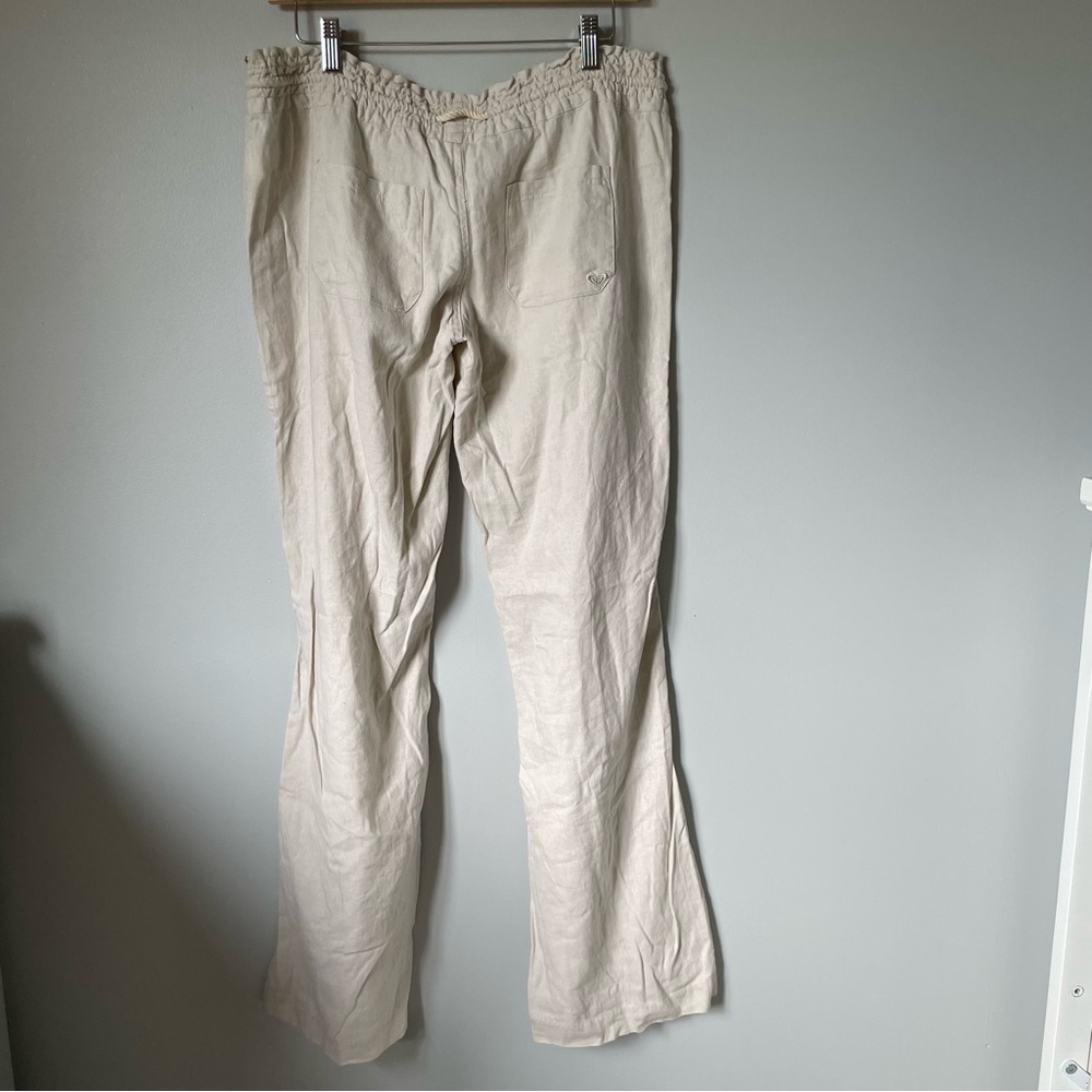 Roxy Oceanside Linen Blend Low-Rise Flare Pants Size Large - Picture 3 of 9
